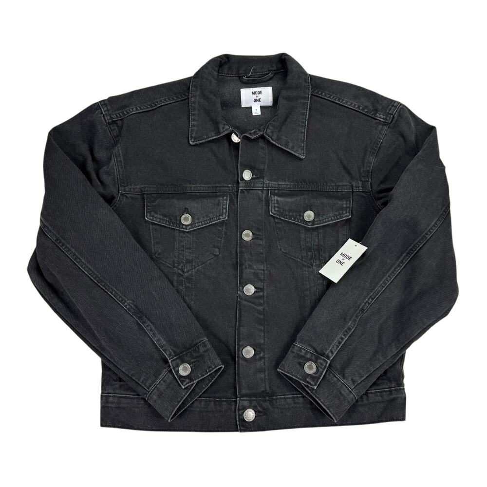 Mode of One Mens Regular Fit Denim Trucker Jacket Black S